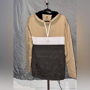 Zine Clothing Tan and Black Striped Men's Hoodie size M